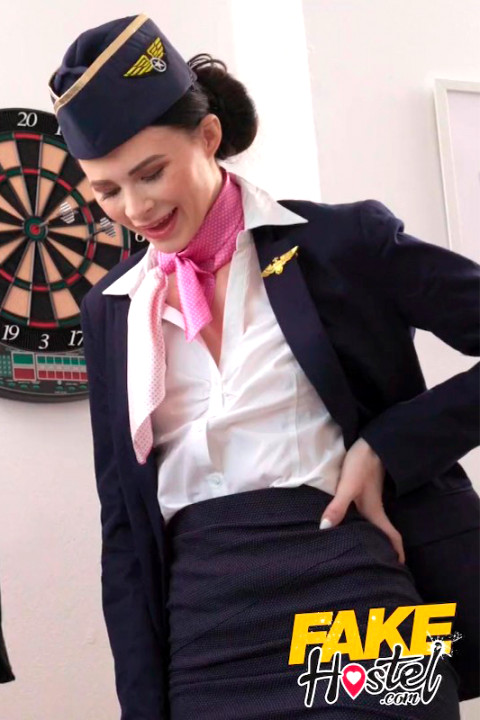 Fake Hostel - Horny Air Hostesses share massive cock with Rebecca Volpetti, Jenny Doll, Moona Snake