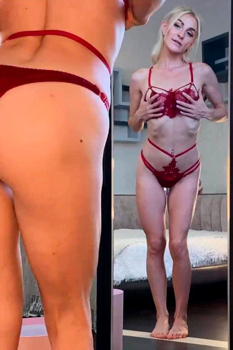 Slutty Blonde Sweet Ammy Receives a Big Package